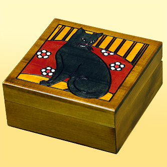 Black cat box with secret spinning mechanism